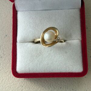 Vintage 14K Gold Pearl Ring Size 6.5